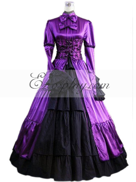 ITL Manufacturing Purple Long Sleeve Gothic Lolita Dress-LTFS0018