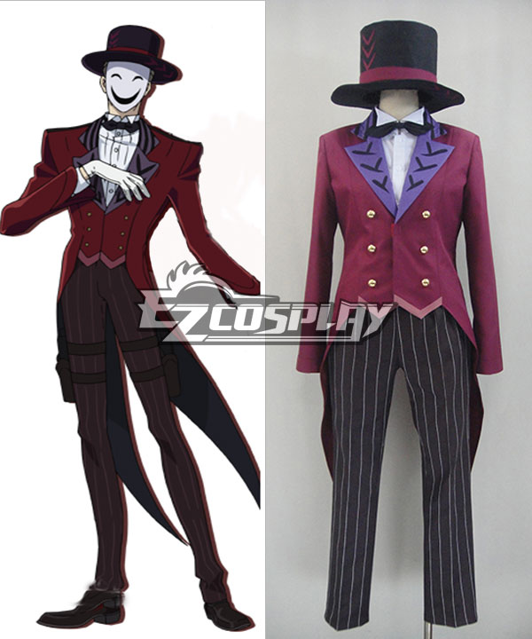 ITL Manufacturing Black Bullet Kagetane Hiruko antagonist Promoter  Initiator White Smile Mask Man Cosplay Costume(Only the Red Tail Coat)