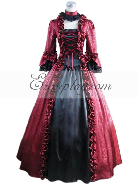 ITL Manufacturing Red Long Sleeve Gothic Lolita Dress-LTFS0021