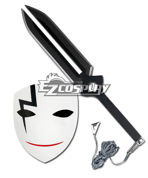 ITL Manufacturing Darker Than Black Hei BK-201 Li Shenshun Smiley Cosplay Mask & Sword Weapon