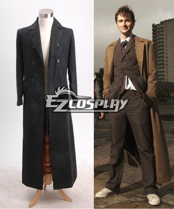 ITL Manufacturing Who is Doctor Dr. Long Trench Coat Costume Black Version Tailored