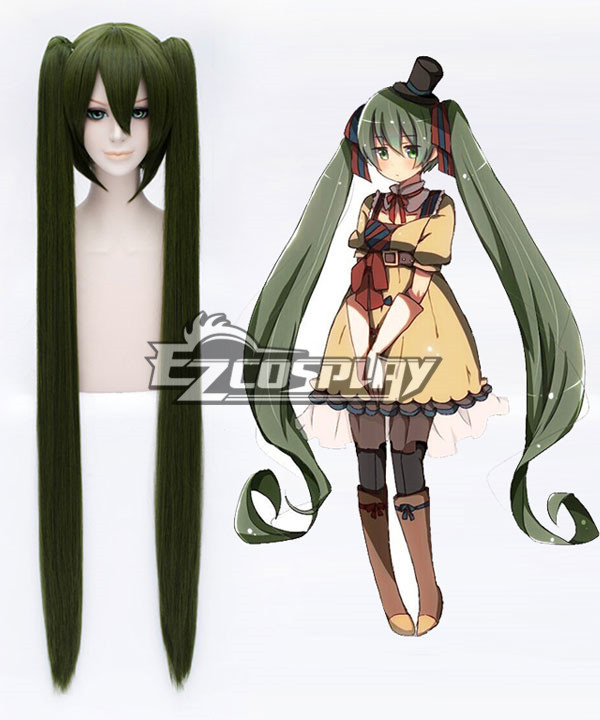 ITL Manufacturing Vocaloid Miku Charming Long Straight Stylish Olive Green Cosplay Wig with Bunches