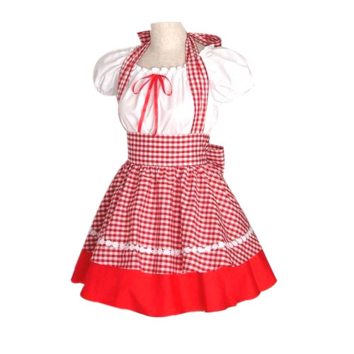 ITL Manufacturing Cute Red Plaid Maid Cosplay Lolita Cosplay Costume