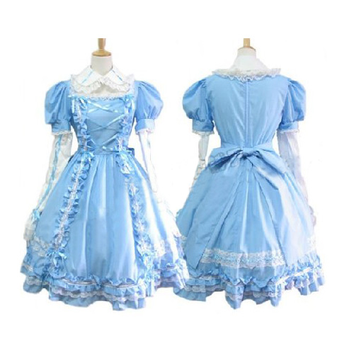 ITL Manufacturing Sweet Blue Maid Dress Lolita Cosplay Costume ELT0021