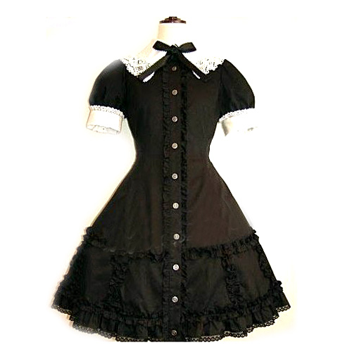 ITL Manufacturing Black Lace Corset Dress Lolita Cosplay Costume ELT0024