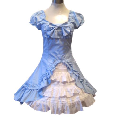 ITL Manufacturing Classic Double Hemlines Blue Dress Lolita Cosplay Costume ELT0026