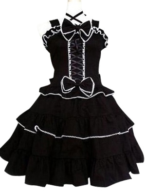 ITL Manufacturing Black Gothic Lolita Cosplay Dress