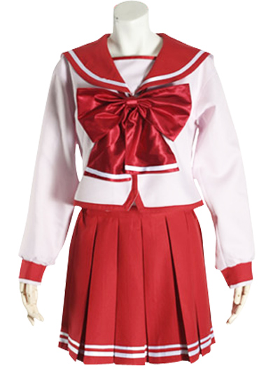 ITL Manufacturing Red Bowknot Long Sleeves School Uniform Cosplay Costume