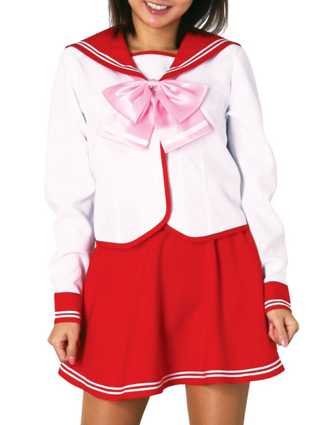ITL Manufacturing Red Skirt Long Sleeves School Uniform Cosplay Costume