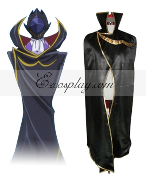 ITL Manufacturing Code Geass Lelouch Zero Black Cloak Cosplay Costume