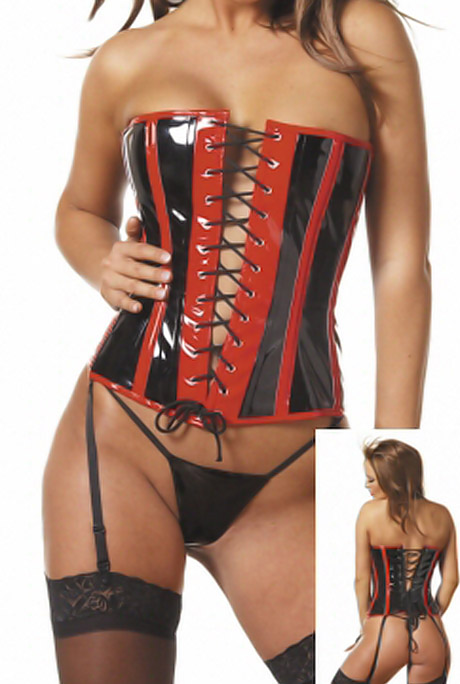 ITL Manufacturing Red Open PVC Boned Bustier Corset Suit