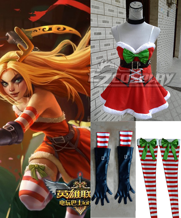 ITL Manufacturing League of Legends LOL Katarina Du Couteau Christmas Girl Cosplay Costume