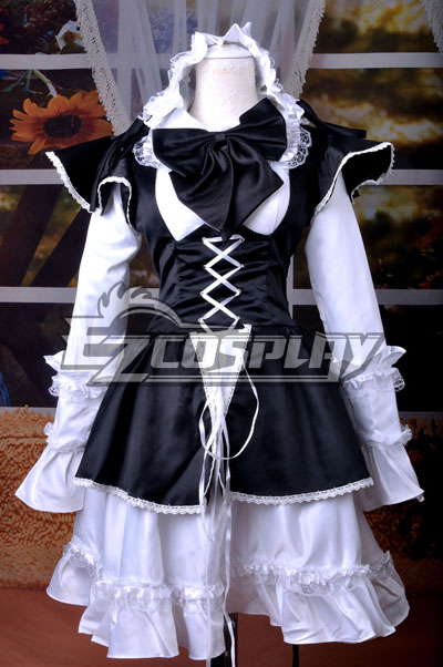 ITL Manufacturing Maid Black Lolita Dress Cosplay Costume