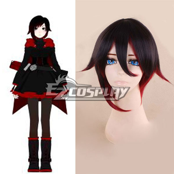 ITL Manufacturing RWBY Leader of Team RWBY Ruby Rose Short Red and black gradient Cosplay Wig