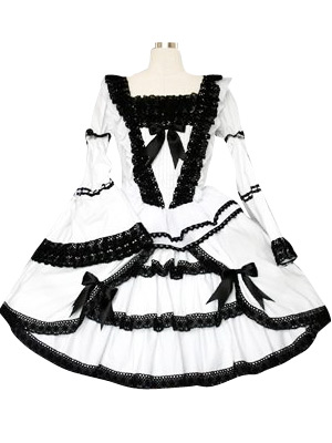 Black  White Lace Dress on Black And White Lace Trimmed Gothic Lolita Cosplay Dress Com