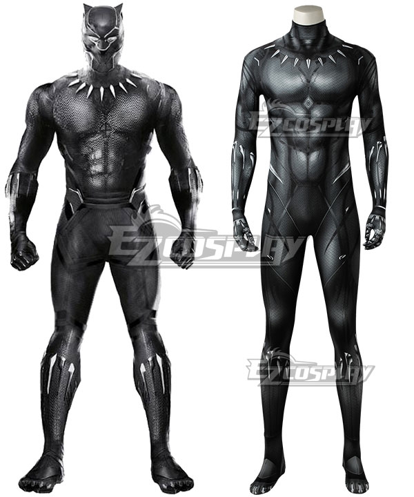 Marvel Black Panther 2018 Movie T'Challa Black Panther Printed Jumpsuit Cosplay Costume
