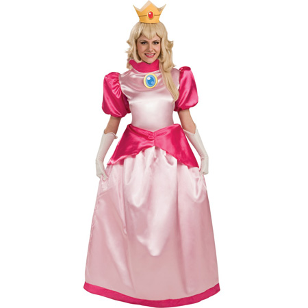 Super Mario Bros Princess Peach Adult Cosplay Costume